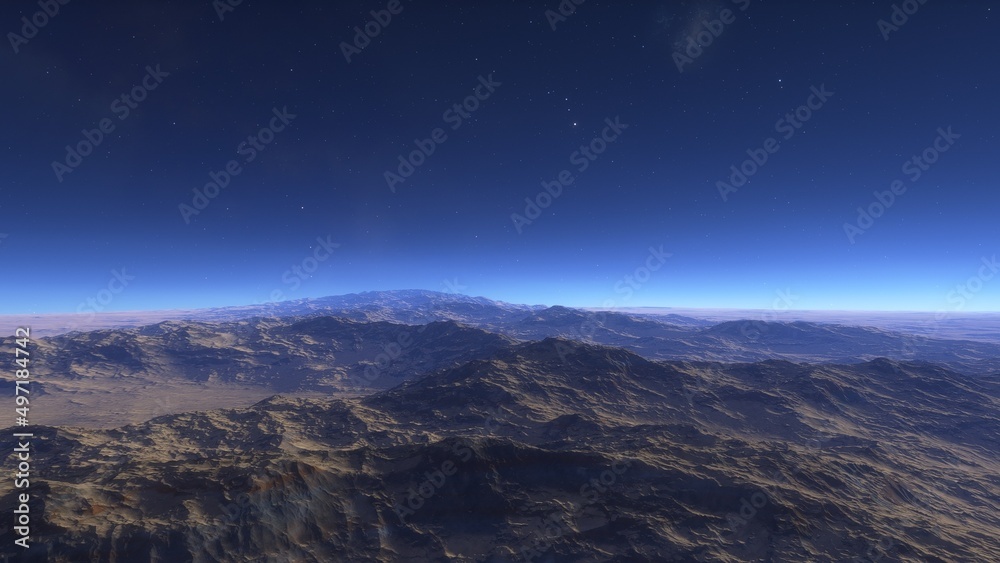 alien planet landscape sci fi spatial background, view from planet surface with spectacular sky, realistic digital illustration alien planet landscape sci fi spatial background, view from planet surface with spectacular sky, realistic digital illustration