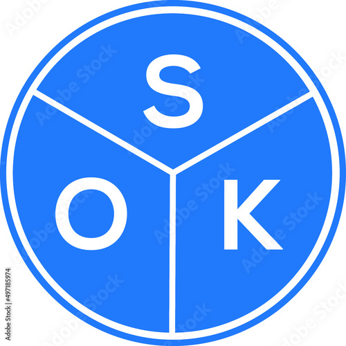 SOK letter logo design on black background. SOK  creative initials letter logo concept. SOK letter design.