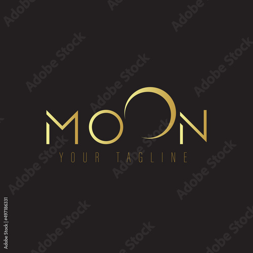 Vector moon logotype on black background. creative concept. strong and elegant simple design