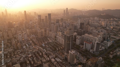 Shenzhen skyline with sunset
