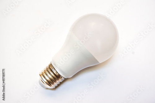 light bulb Led​ isolated on white. Energy consumption and graphic concept. 