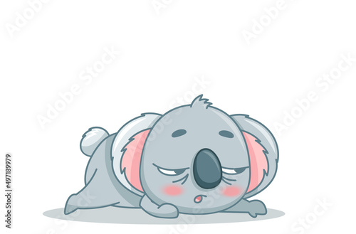 Koala lying very tired or trying to crawl. Vector illustration for designs, prints and patterns. Isolated on white background
