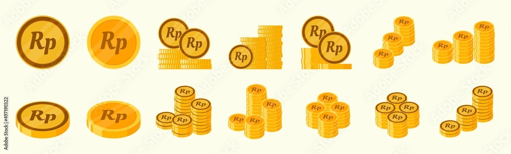 Indonesian Rupiah Coin Icon Set Indonesian Rupiah Coin Icon Set
