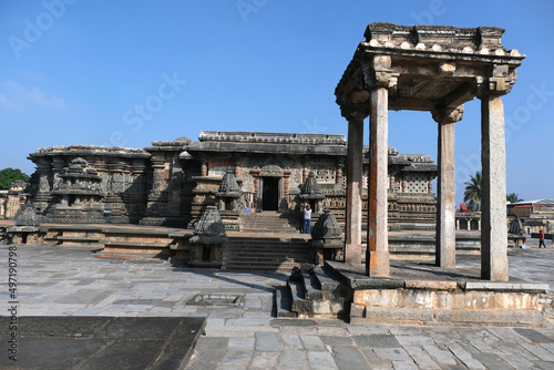 19 December 2022, Chennakeshava Temple in Belur is highlight of the grand Hoysala architecture, Temple built in 1117 AD by the Hoysalas at Belur, Temple built in 12th-century in Karnataka, India. photo