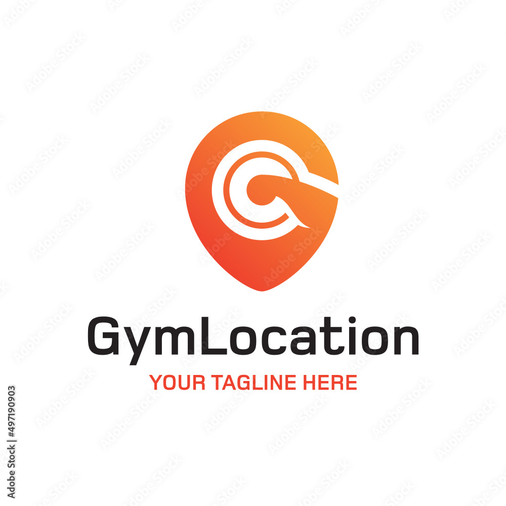 Gym Fitness Location Pin Map Vector Abstract Illustration Logo Icon Design Template Element