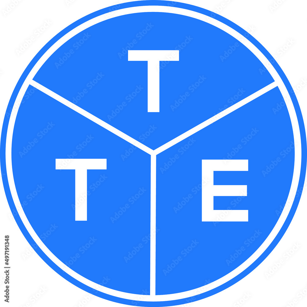 Obraz premium TTE letter logo design on white background. TTE creative circle letter logo concept. TTE letter design.