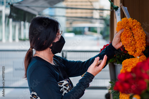 Thai buddhism pray for benefaction worship