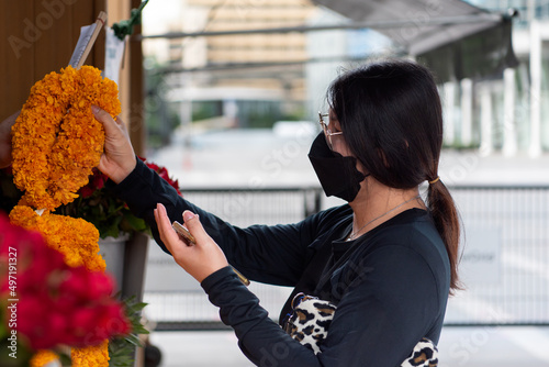 Thai buddhism pray for benefaction worship