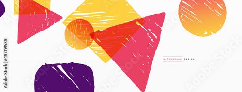Abstract background. Hand drawn geometric shape - square, circle and triangle. Craft business concept template for wallpaper, banner, background or landing