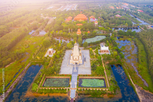 Aerial view of Truc Lam Chanh Giac Monastery in Tien Giang province, Vietnam photo