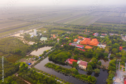 Aerial view of Truc Lam Chanh Giac Monastery in Tien Giang province, Vietnam photo