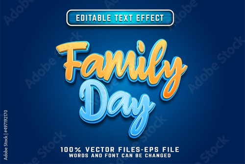 family 3d cartoon style text effect premium vectors