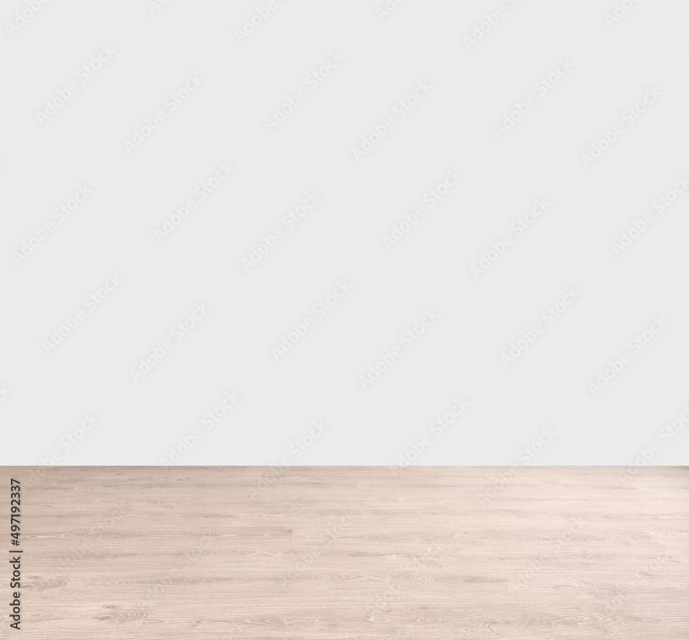 Wooden floor and white wall background Wooden floor and white wall background