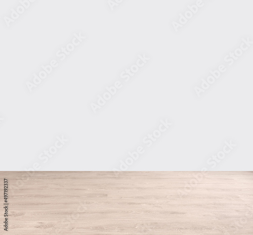 Wooden floor and white wall background