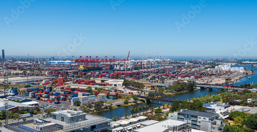 Fototapeta Naklejka Na Ścianę i Meble -  Container Terminal, City Port, Melbourne, Australia