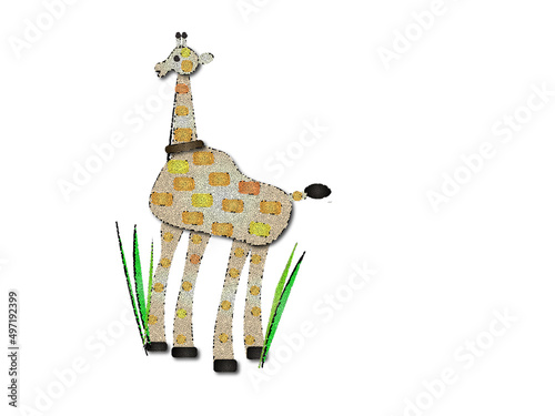 girafa, savana, Arica, ilustraçao infantil, vetor, colorido