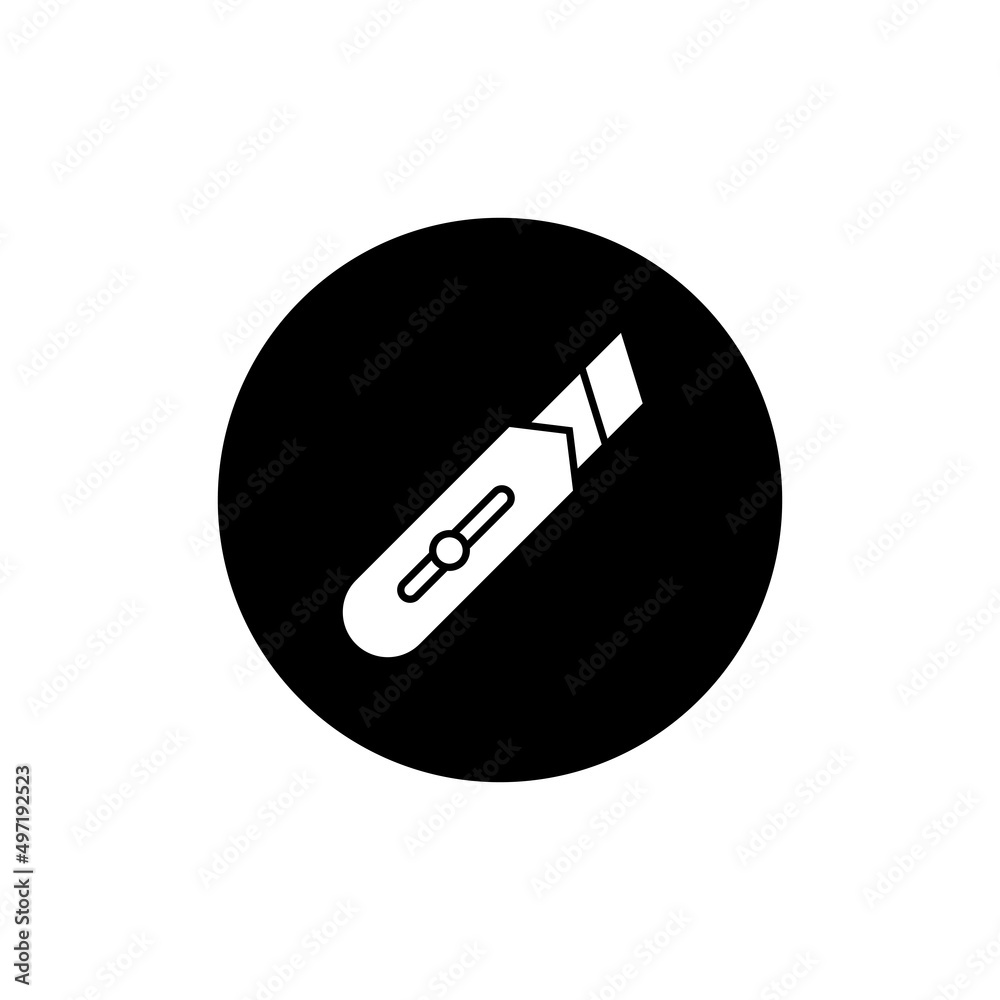Cutter knife icon in black round Cutter knife icon in black round