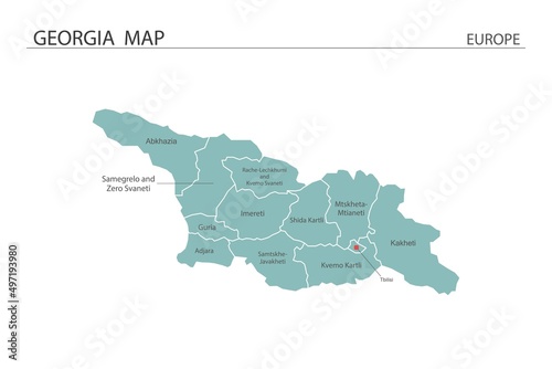 Georgia map vector illustration on white background. Map have all province and mark the capital city of Georgia.