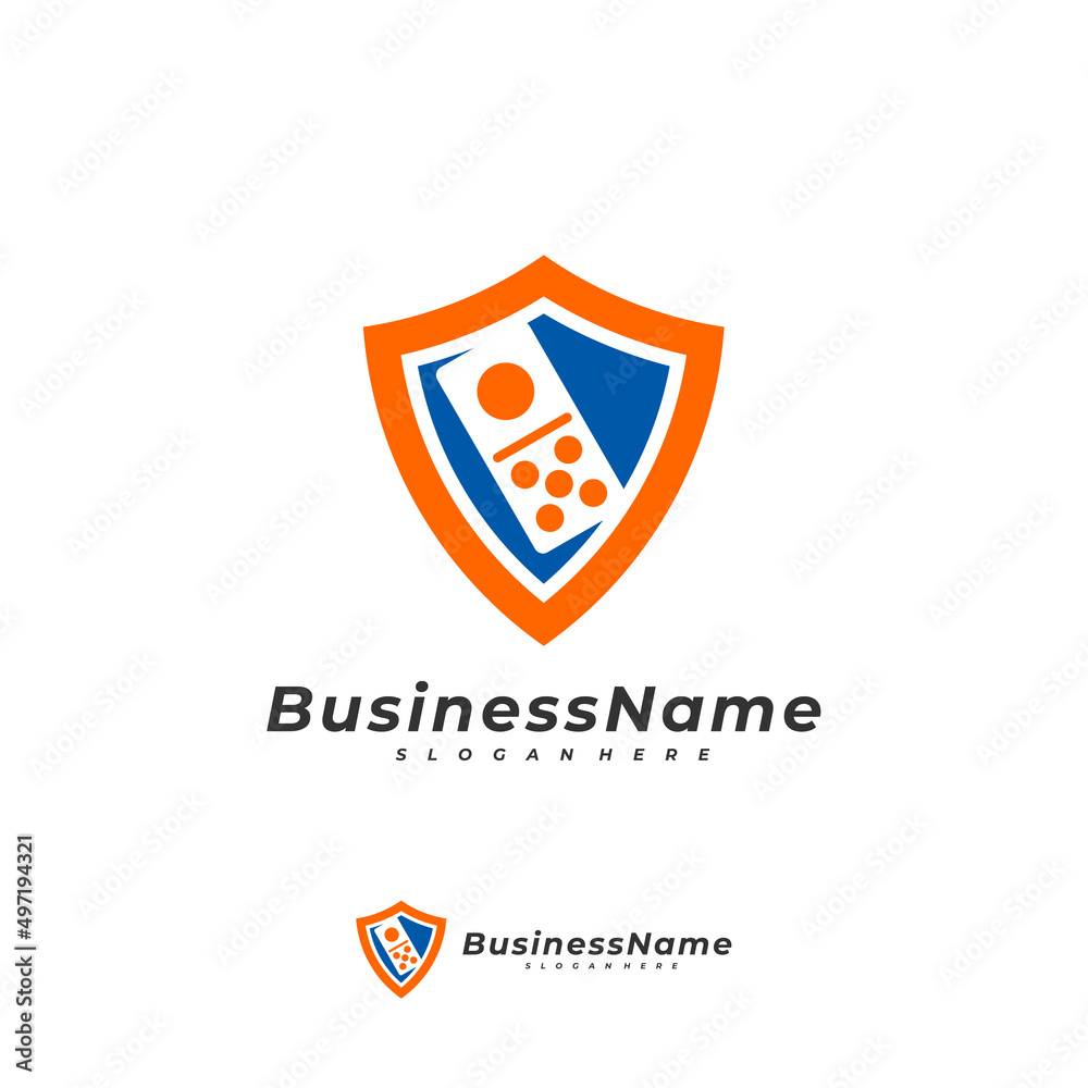 Naklejka premium Domino Shield logo vector template, Creative Domino logo design concepts