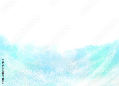 背景に使える水彩風の手描き素材_波しぶきのような青