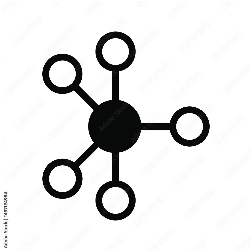 Social network. Action share in network. Business Connections. Social Media.Vector linear icon isolated on white background.