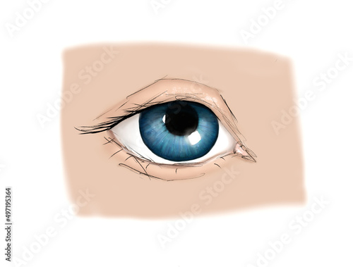 Sketch of a blue eye of the person