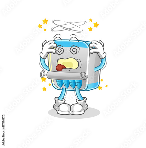 canned fish dizzy head mascot. cartoon vector