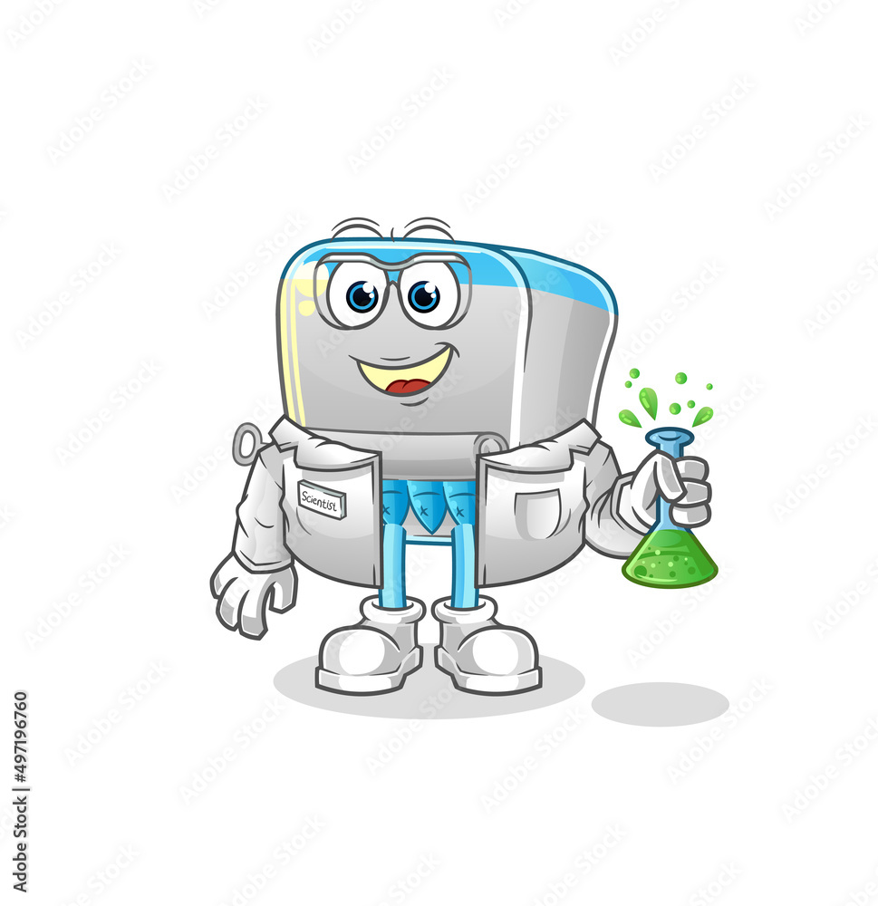 canned fish scientist character. cartoon mascot vector
