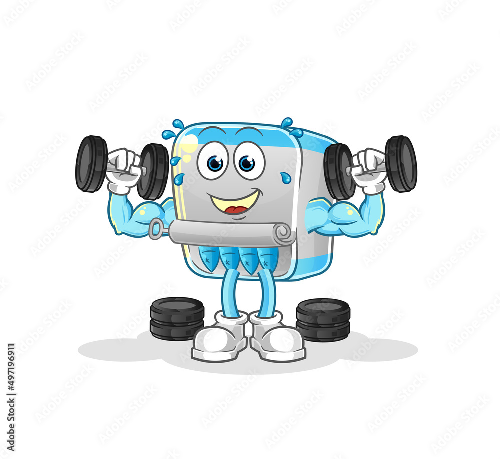 canned fish weight training illustration. character vector canned fish weight training illustration. character vector
