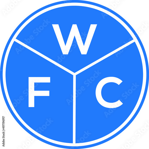 WFC letter logo design on white background. WFC creative circle letter logo concept. WFC letter design.  photo