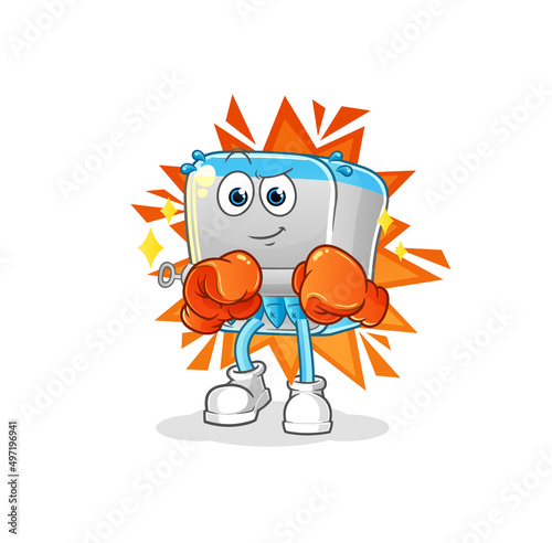 canned fish boxer character. cartoon mascot vector