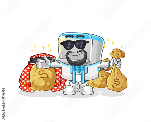 canned fish rich arabian mascot. cartoon vector