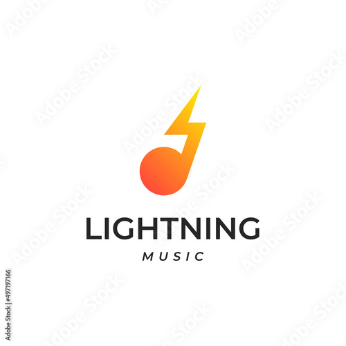 lightning music gradient colorful logo design template. Musical icon.