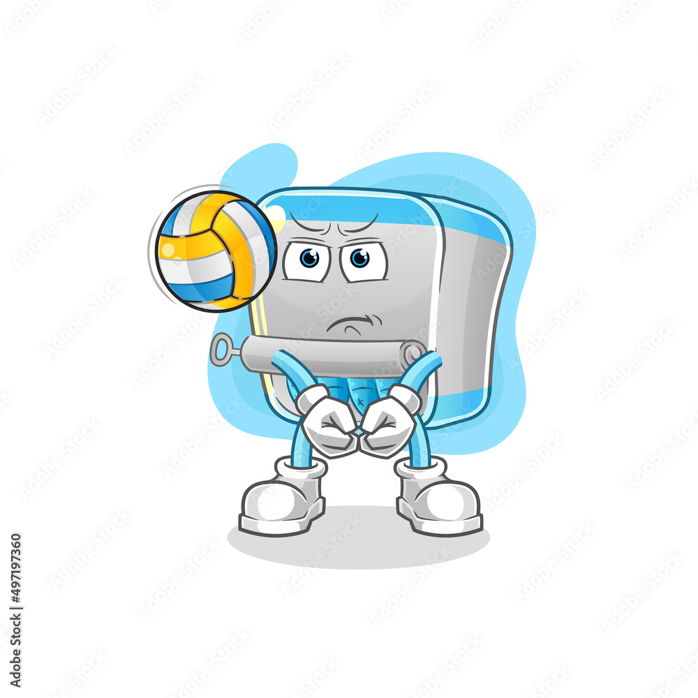 canned fish play volleyball mascot. cartoon vector canned fish play volleyball mascot. cartoon vector