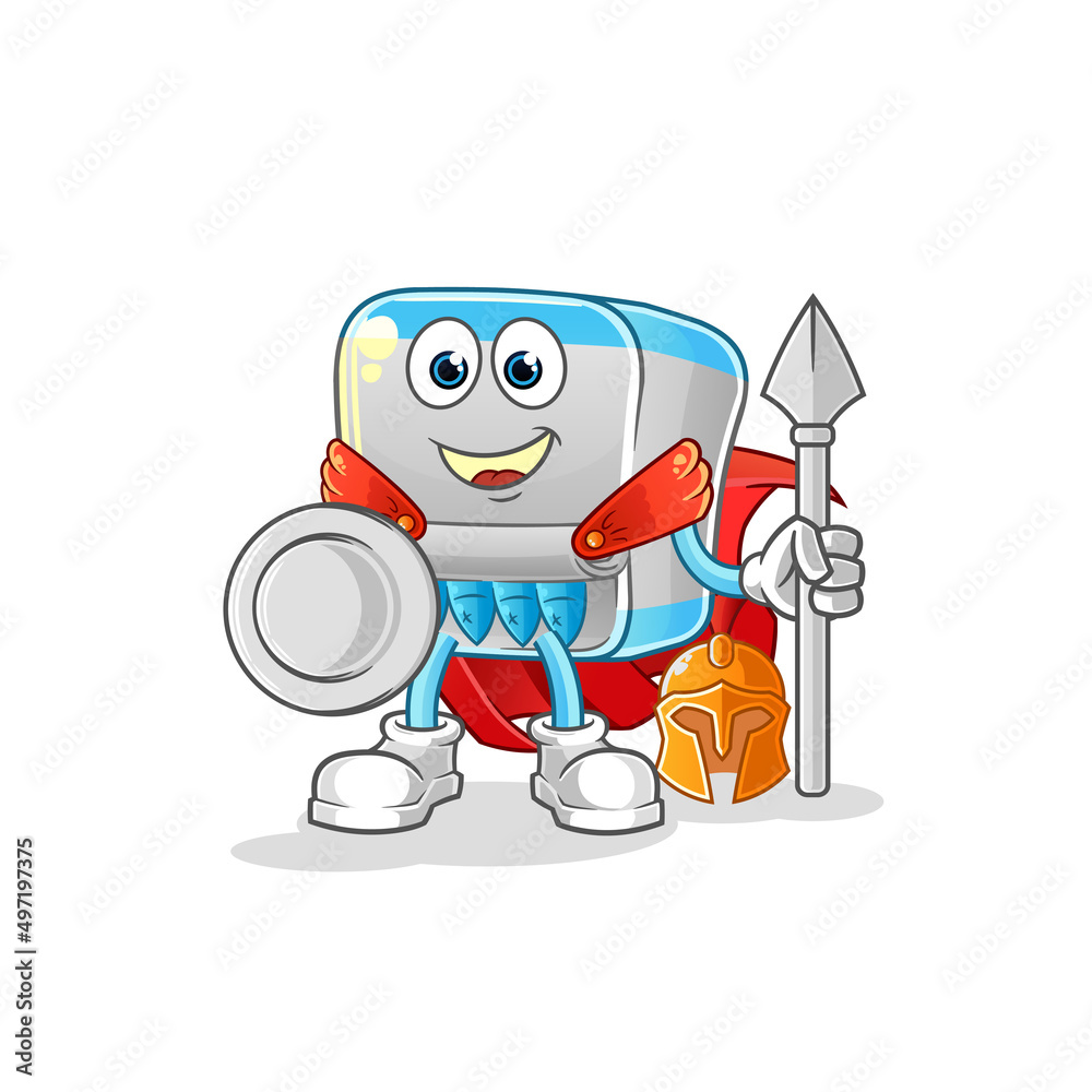 canned fish spartan character. cartoon mascot vector