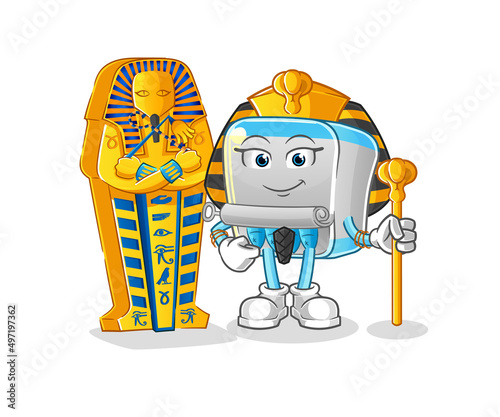 canned fish ancient egypt cartoon. cartoon mascot vector
