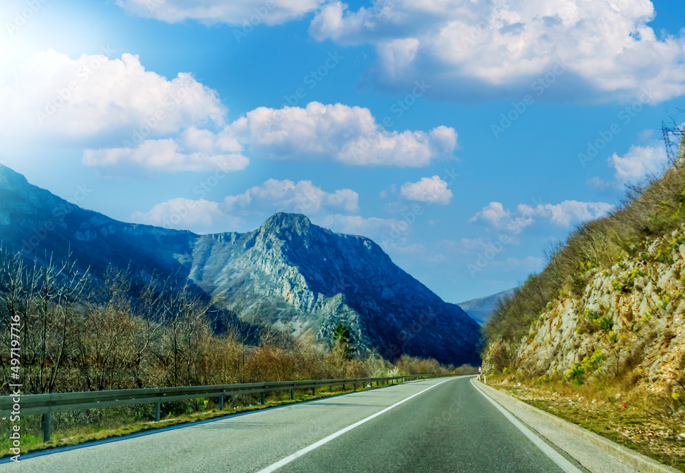 The main road in the canyon of the river Neretva The main road in the canyon of the river Neretva