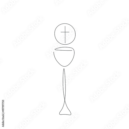 Sign of holy communion bread and wine drawing vector illustration