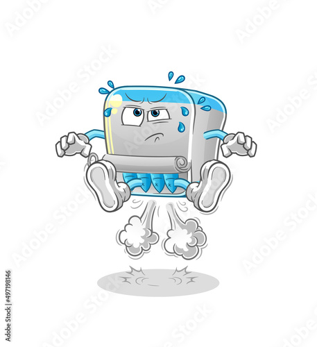 canned fish fart jumping illustration. character vector