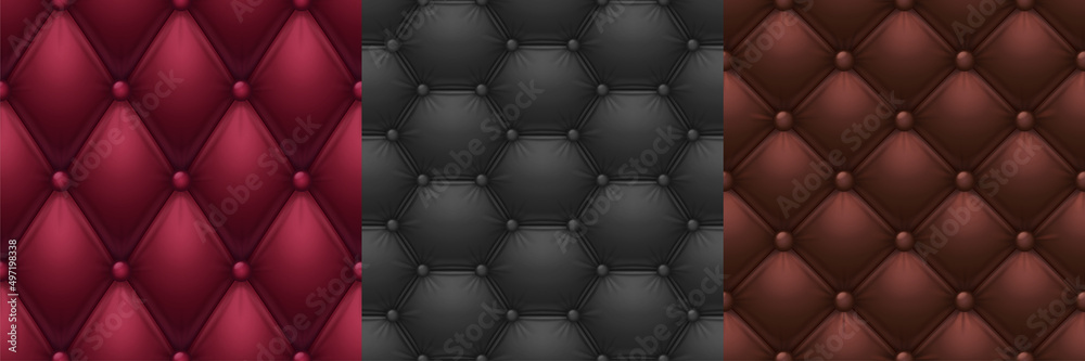 Black vector seamless realistic leather texture.