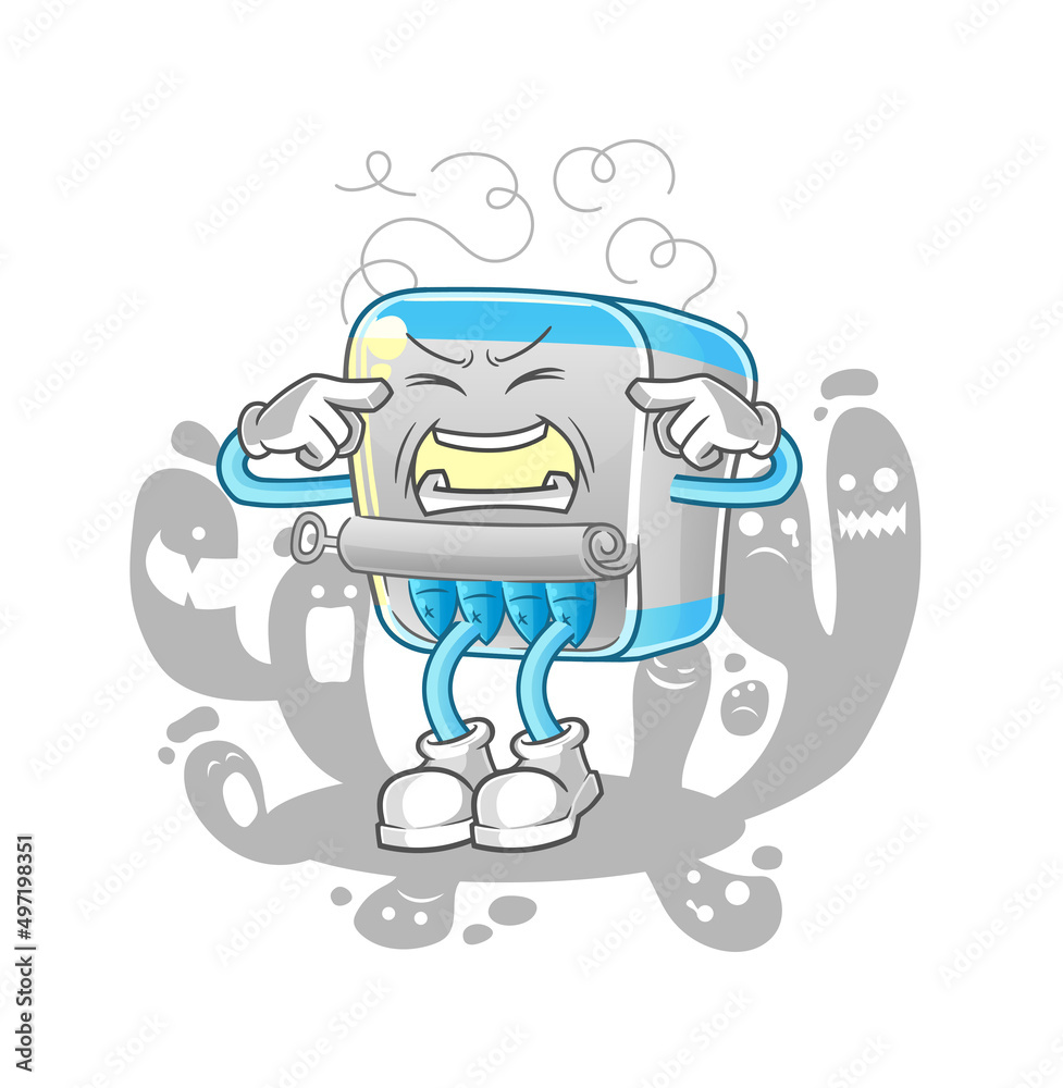 depressed canned fish character. cartoon vector