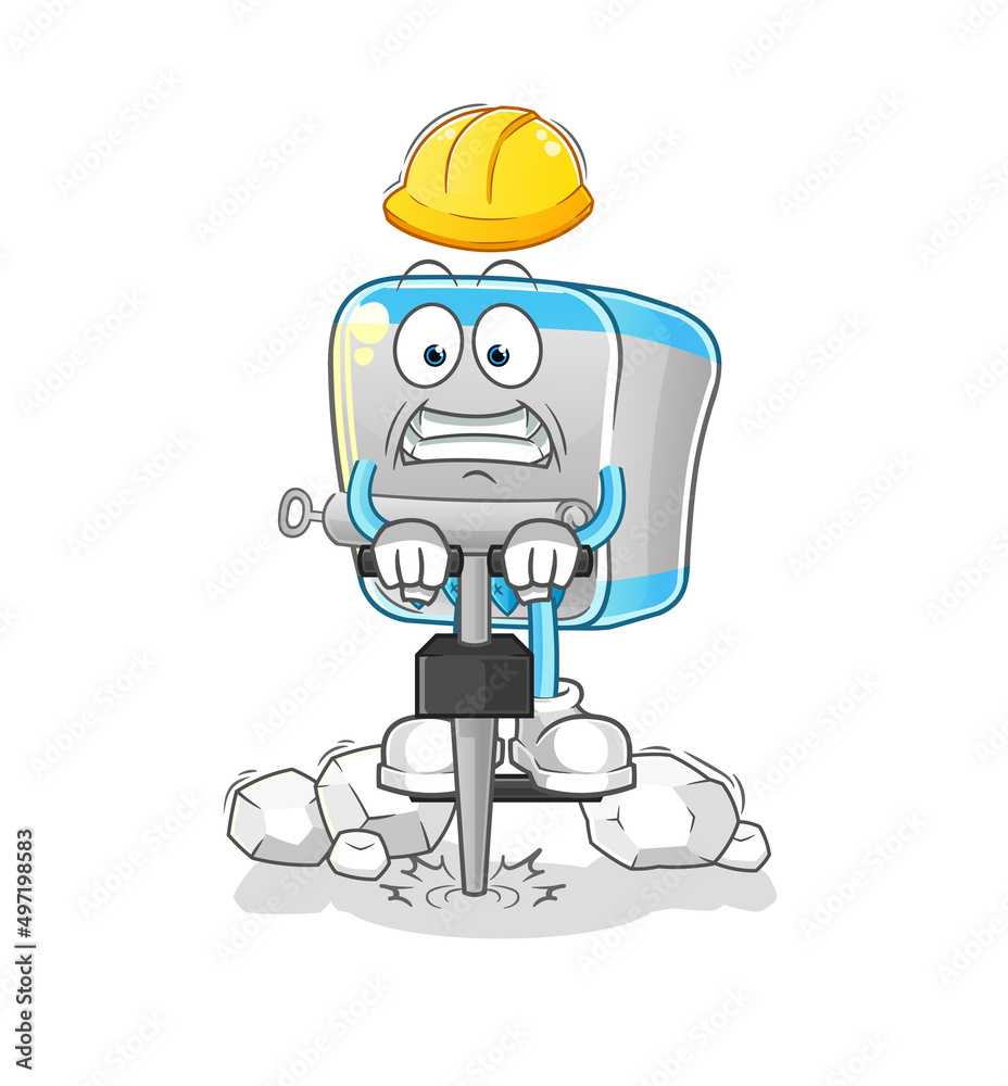 Naklejka premium canned fish drill the ground cartoon character vector