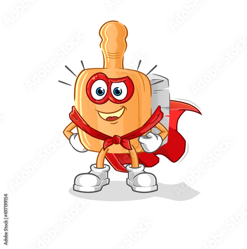 wooden brush heroes vector. cartoon character