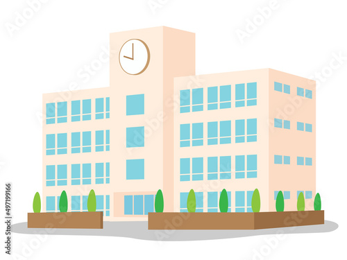 学校　校舎　建物　ビル　イラスト素材