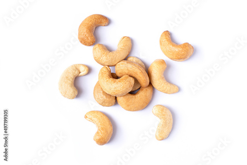 Foto Cashew nut isolated on white background. Top view. Flat lay.