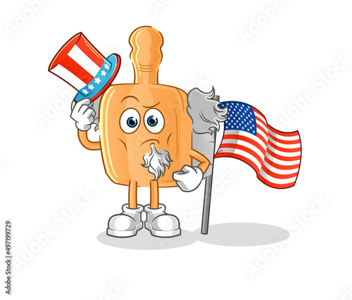 wooden brush uncle sam character. cartoon mascot vector