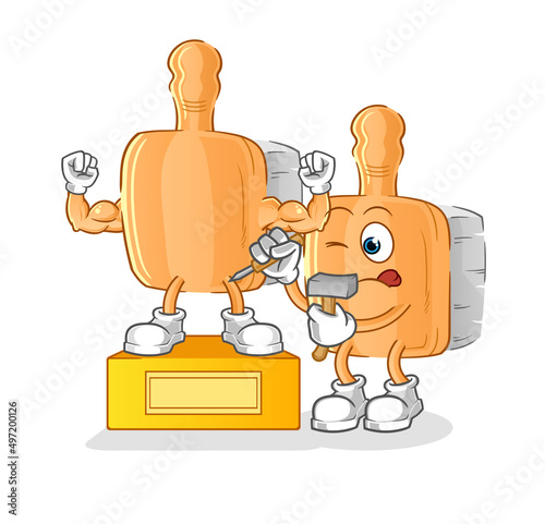 wooden brush sculptor character. cartoon mascot vector