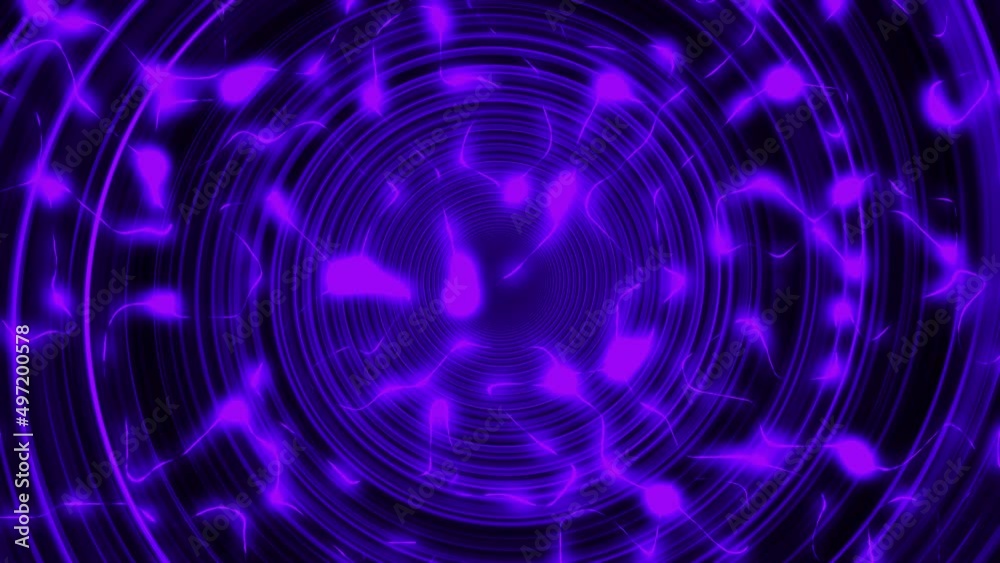 Purple color tunnel with electric energy scatter background Purple color tunnel with electric energy scatter background