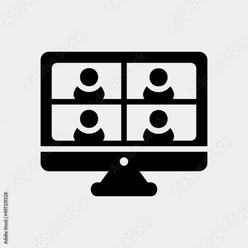 Online meeting icon in solid style, use for website mobile app presentation