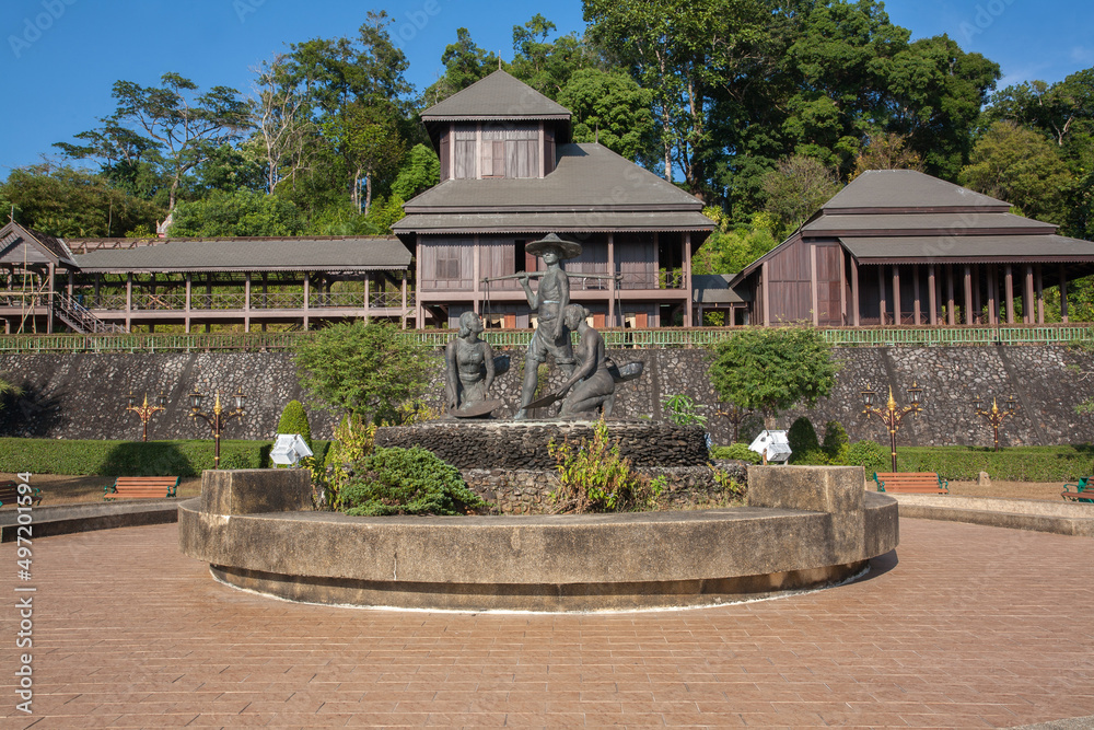 Rattana Rangsan Palace, is a modern replica of a 19th-century palace with Ranong history exhibits and paths in tree-filled gardens in Ranong Province, Thailand